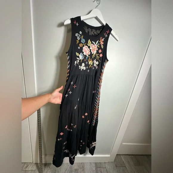 JOHNNY WAS Ceretti Floral Cotton Floral Embroidered Tank Dress Boho - Size S/M? - Picture 13 of 17